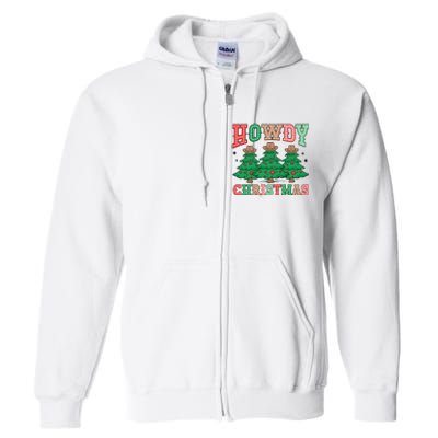 Howdy Christmas Tree Western Tumbler Merry And Bright Christmas Cowboy Full Zip Hoodie