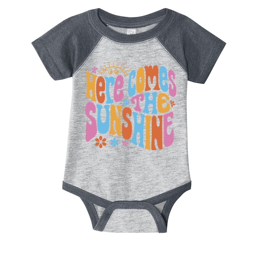 Here Comes The Sunshine Colorful Retro Infant Baby Jersey Bodysuit