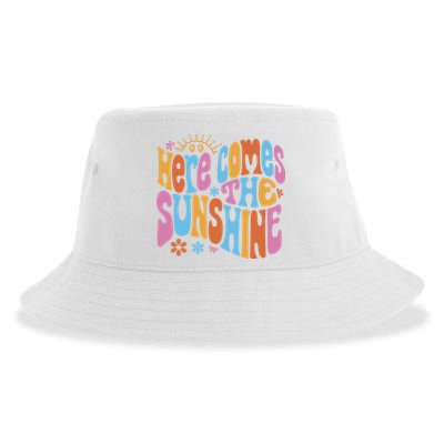Here Comes The Sunshine Colorful Retro Sustainable Bucket Hat
