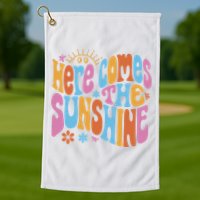 Here Comes The Sunshine Colorful Retro Golf Towel