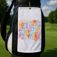 Here Comes The Sunshine Colorful Retro Golf Towel