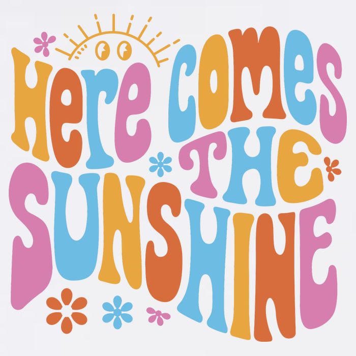 Here Comes The Sunshine Colorful Retro Golf Towel