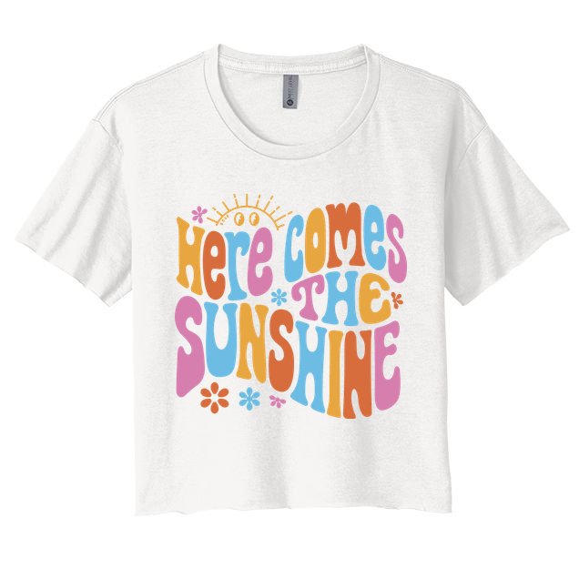 Here Comes The Sunshine Colorful Retro Crop Top