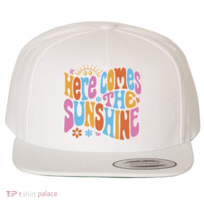 Here Comes The Sunshine Colorful Retro Wool Snapback Cap