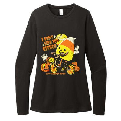 Halloween Costume Team Candy Corn I DonT Like You Either Womens CVC Long Sleeve Shirt