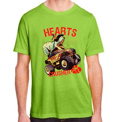 Hearts Crusher T Rex Dinosaur Riding Monster Truck Gift Adult ChromaSoft Performance T-Shirt