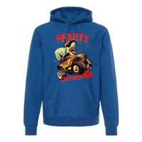 Hearts Crusher T Rex Dinosaur Riding Monster Truck Gift Premium Hoodie