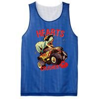 Hearts Crusher T Rex Dinosaur Riding Monster Truck Gift Mesh Reversible Basketball Jersey Tank