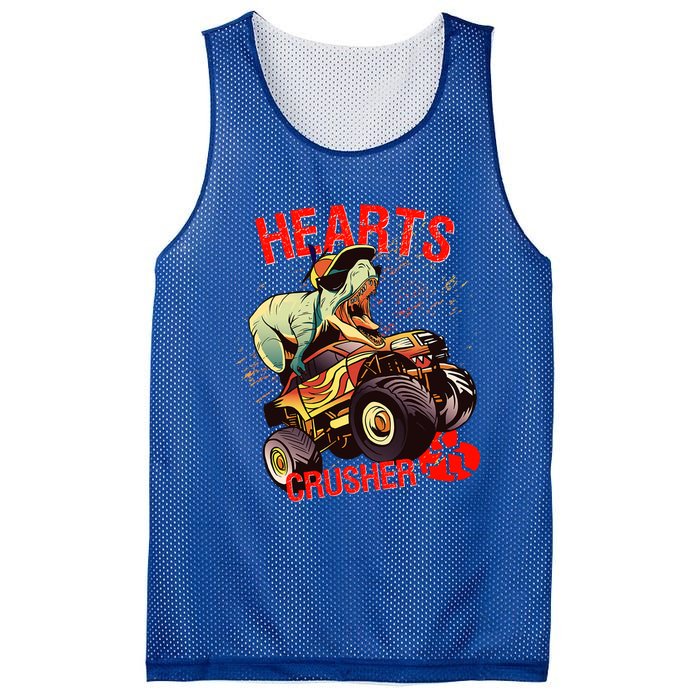 Hearts Crusher T Rex Dinosaur Riding Monster Truck Gift Mesh Reversible Basketball Jersey Tank