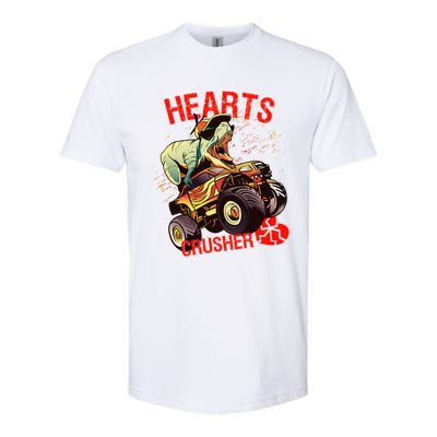 Hearts Crusher T Rex Dinosaur Riding Monster Truck Gift Softstyle CVC T-Shirt