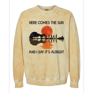 Here Comes The Sun And I Say It's Alright Guitar Colorblast Crewneck Sweatshirt