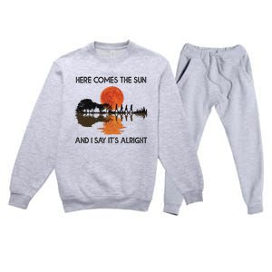 Here Comes The Sun And I Say It's Alright Guitar Premium Crewneck Sweatsuit Set