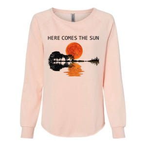 Here Comes The Sun Guitar Shadow Sunset  Womens California Wash Sweatshirt