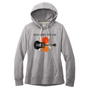 Here Comes The Sun Guitar Shadow Sunset  Women's Fleece Hoodie