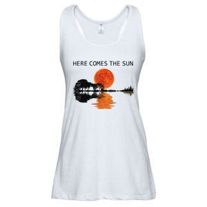 Here Comes The Sun Guitar Shadow Sunset  Ladies Essential Flowy Tank