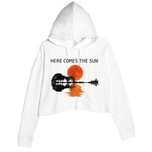 Here Comes The Sun Guitar Shadow Sunset  Crop Fleece Hoodie