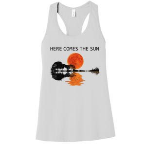 Here Comes The Sun Guitar Shadow Sunset  Women's Racerback Tank