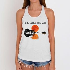 Here Comes The Sun Guitar Shadow Sunset  Women's Knotted Racerback Tank