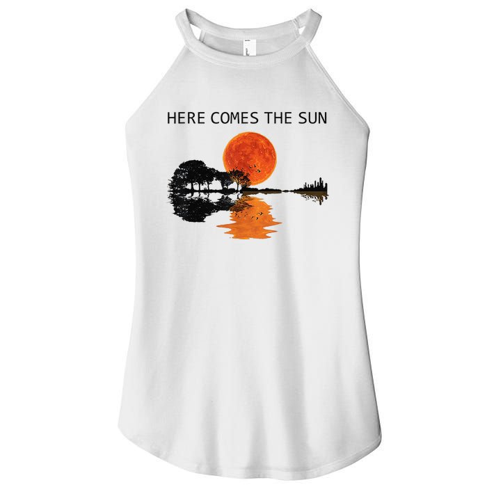 Here Comes The Sun Guitar Shadow Sunset  Women's Perfect Tri Rocker Tank