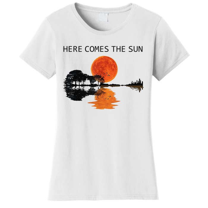 Here Comes The Sun Guitar Shadow Sunset  Women's T-Shirt