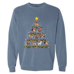 Horses Christmas Tree Horse Xmas Ornats Gift Garment-Dyed Sweatshirt