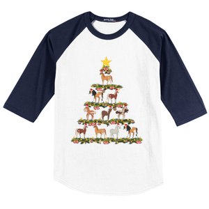 Horses Christmas Tree Horse Xmas Ornats Gift Baseball Sleeve Shirt