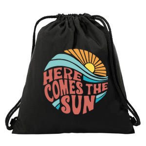 Here Comes The Sun Summer Beach Drawstring Bag