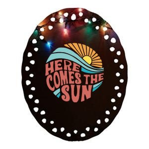 Here Comes The Sun Summer Beach Ceramic Oval Ornament