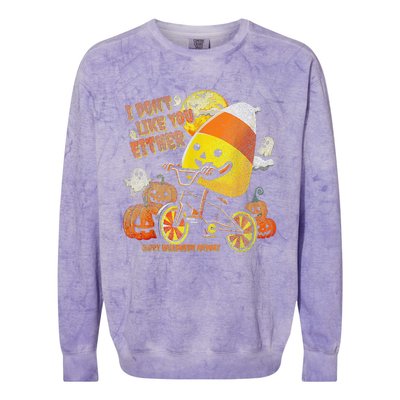 Halloween Costume Team Candy Corn I DonT Like You Either Gift Colorblast Crewneck Sweatshirt