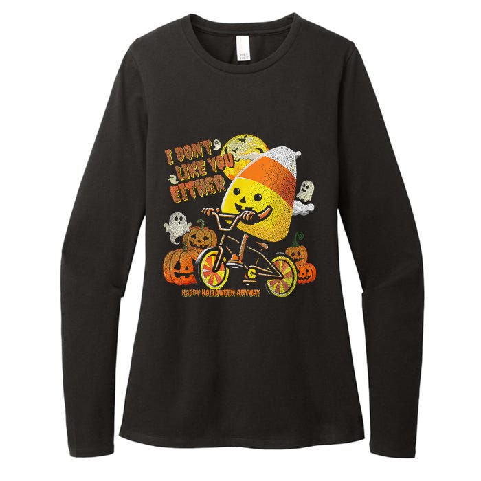 Halloween Costume Team Candy Corn I DonT Like You Either Gift Womens CVC Long Sleeve Shirt