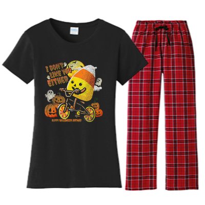 Halloween Costume Team Candy Corn I DonT Like You Either Gift Women's Flannel Pajama Set