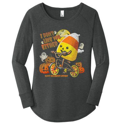 Halloween Costume Team Candy Corn I DonT Like You Either Gift Women's Perfect Tri Tunic Long Sleeve Shirt