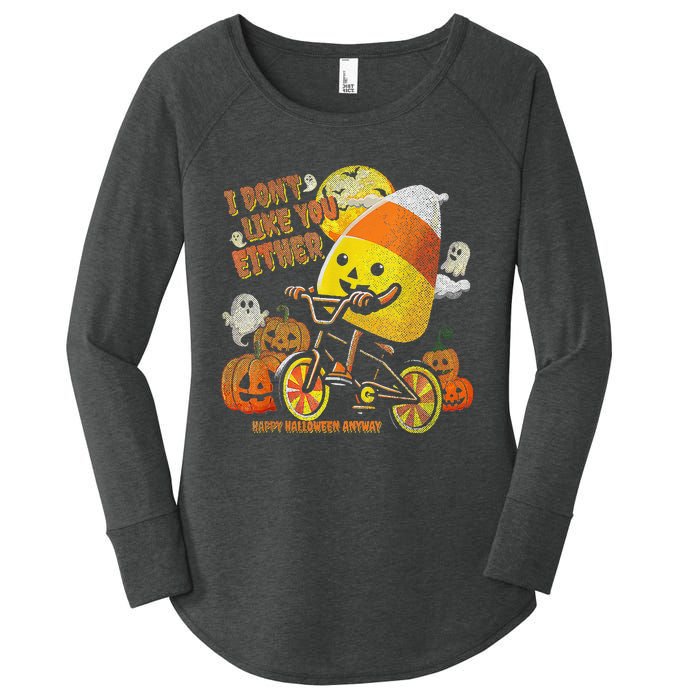 Halloween Costume Team Candy Corn I DonT Like You Either Gift Women's Perfect Tri Tunic Long Sleeve Shirt