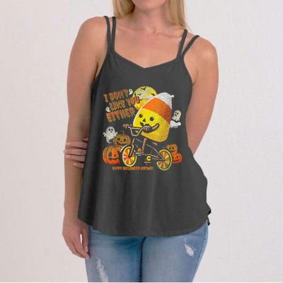 Halloween Costume Team Candy Corn I DonT Like You Either Gift Women's Strappy Tank