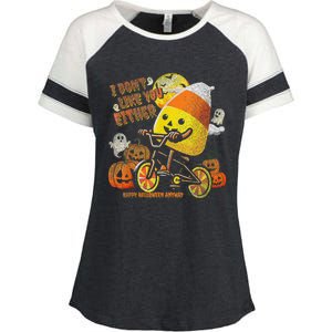 Halloween Costume Team Candy Corn I DonT Like You Either Gift Enza Ladies Jersey Colorblock Tee