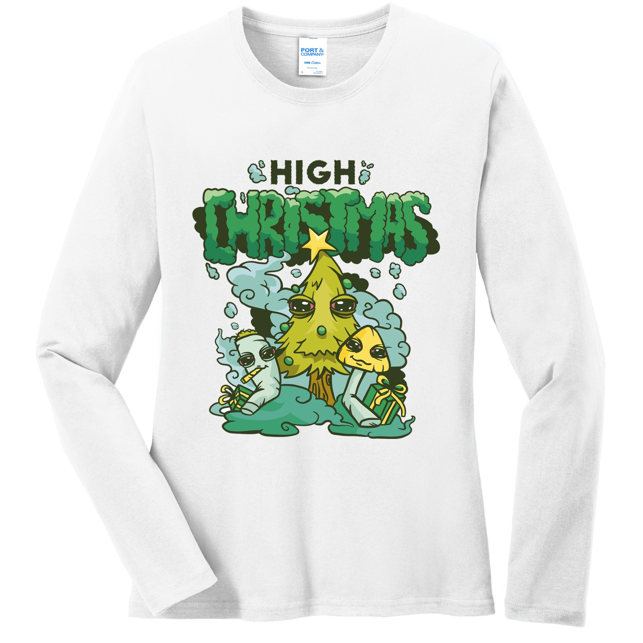 High Christmas Tree Ladies Long Sleeve Shirt