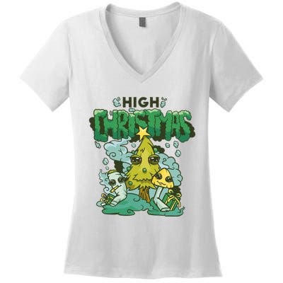 High Christmas Tree Women's V-Neck T-Shirt