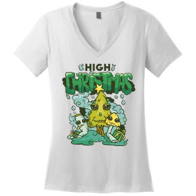 High Christmas Tree Women's V-Neck T-Shirt