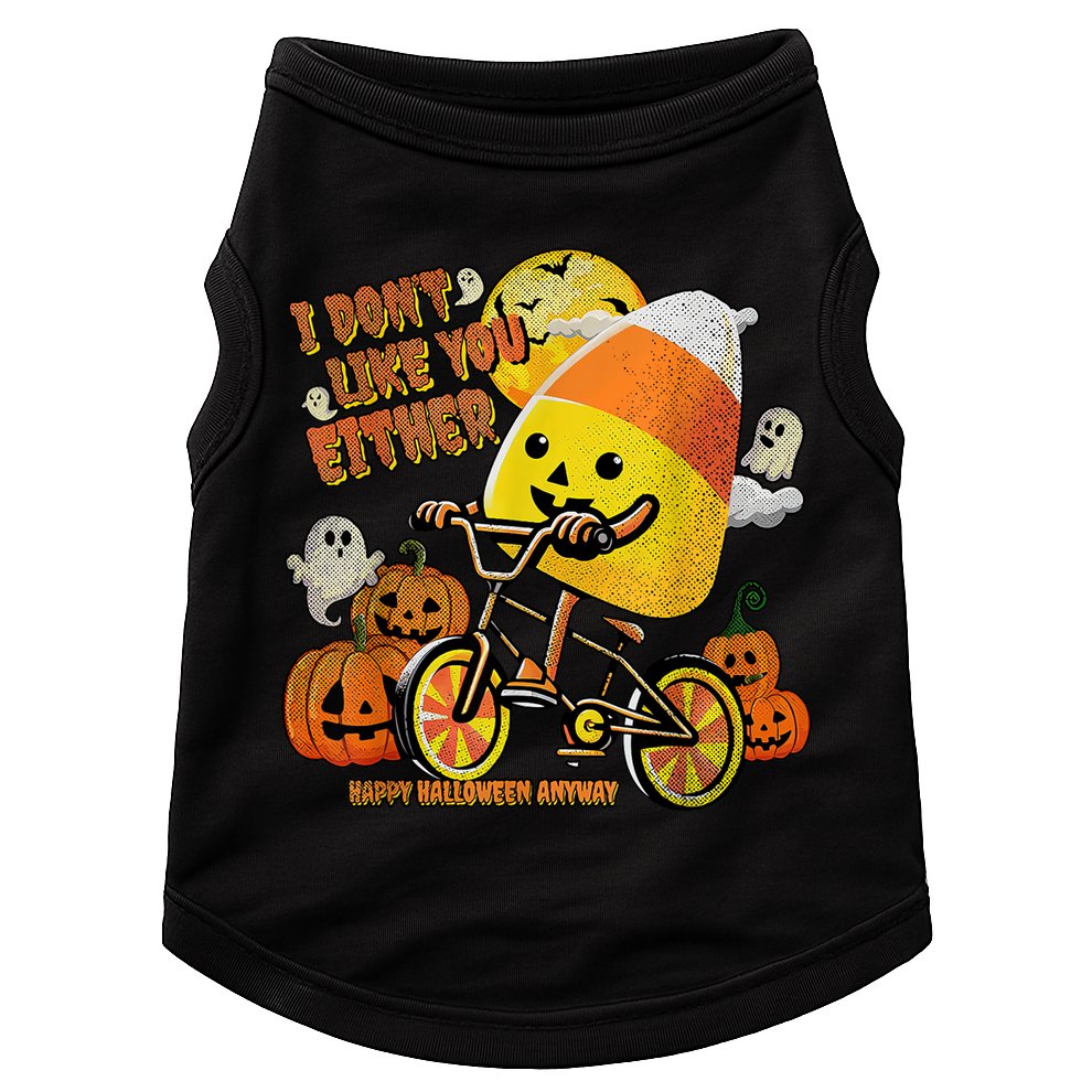 Halloween Costume Team Candy Corn I DonT Like You Either Doggie Tank