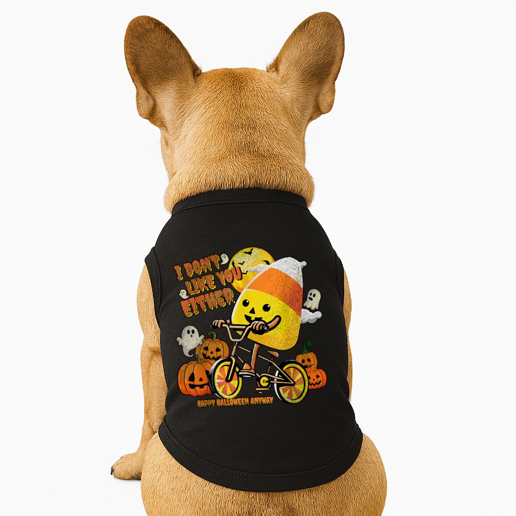 Halloween Costume Team Candy Corn I DonT Like You Either Doggie Tank