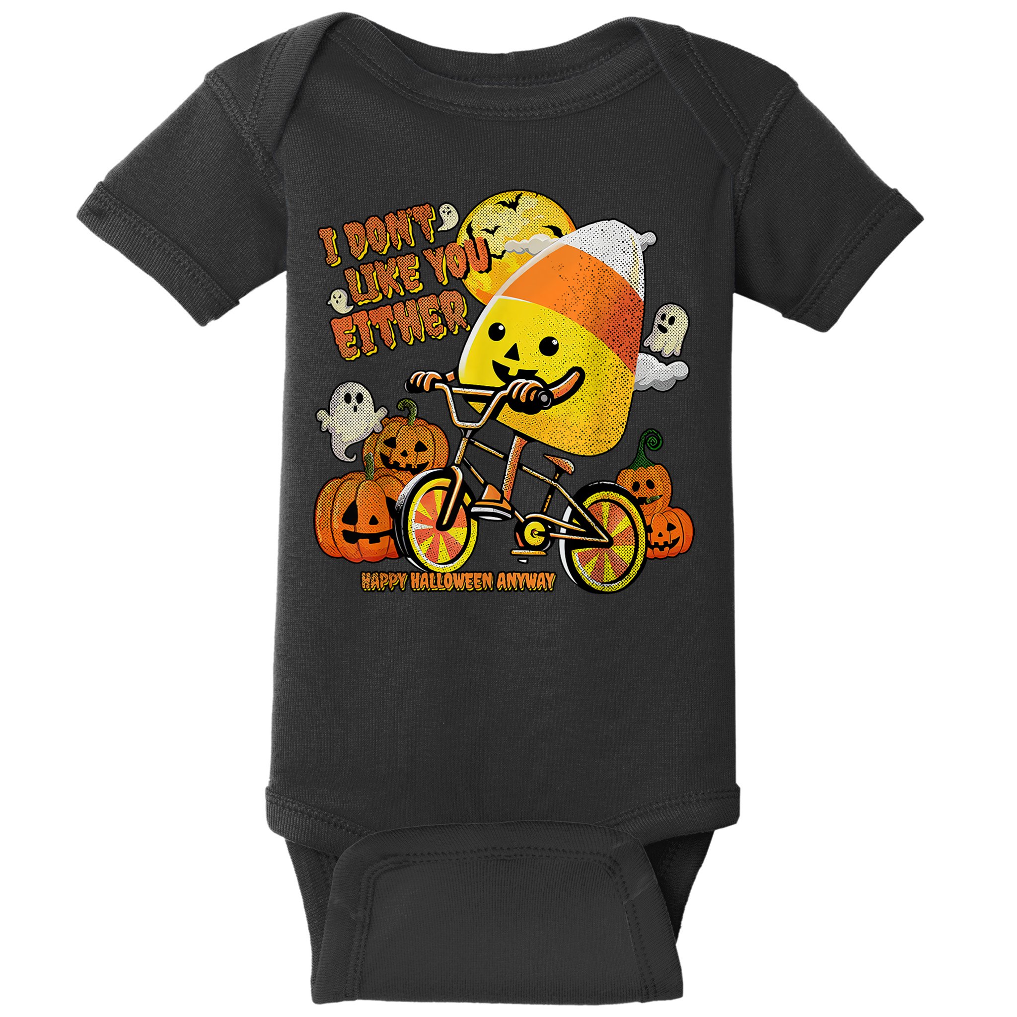 Halloween Costume Team Candy Corn I DonT Like You Either Baby Bodysuit