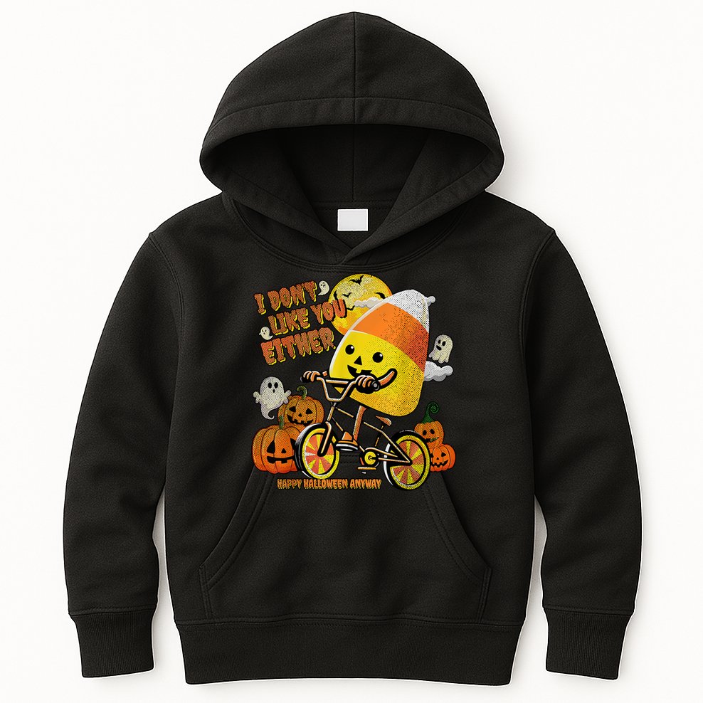 Halloween Costume Team Candy Corn I DonT Like You Either Kids Hoodie