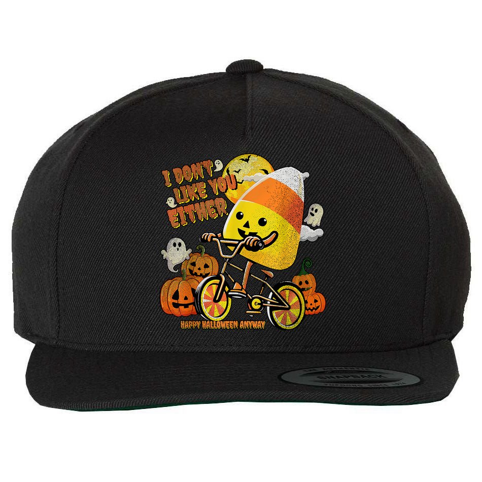 Halloween Costume Team Candy Corn I DonT Like You Either Wool Snapback Cap