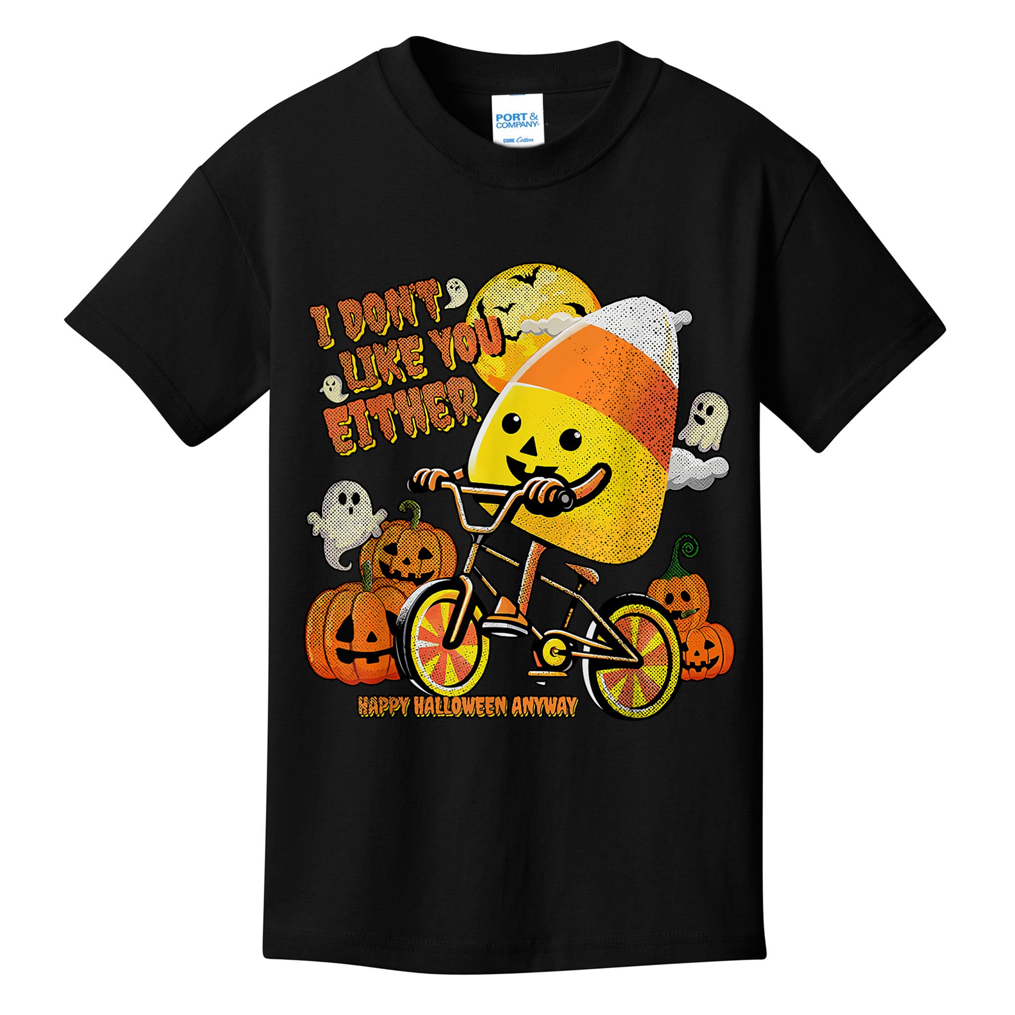 Halloween Costume Team Candy Corn I DonT Like You Either Kids T-Shirt