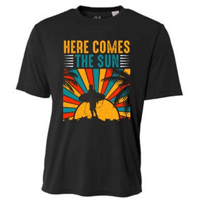 Here Comes The Sun | Surfing Summer Surf Surfer Gift Cooling Performance Crew T-Shirt