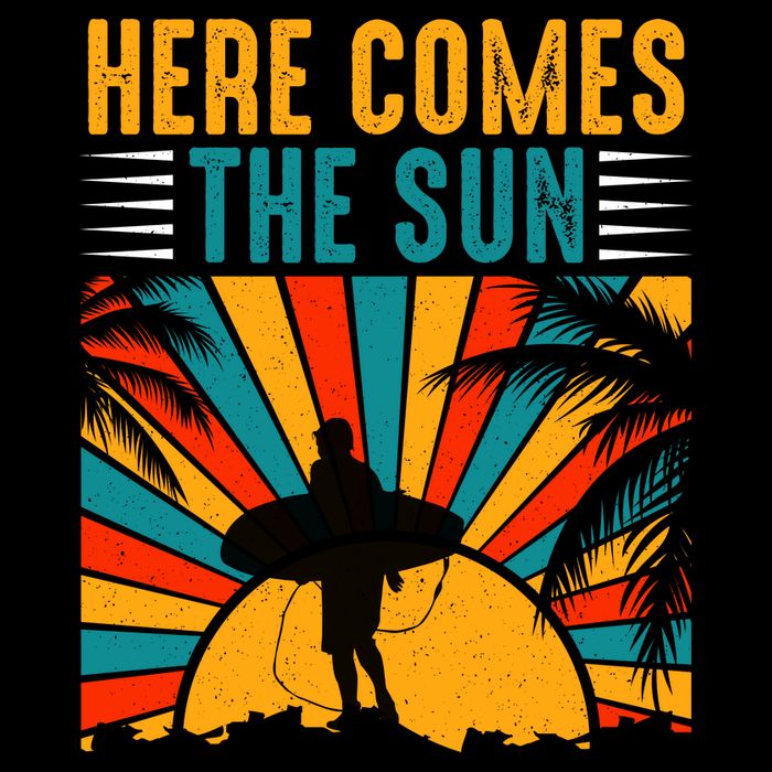 Here Comes The Sun | Surfing Summer Surf Surfer Gift V-Neck T-Shirt