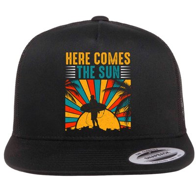 Here Comes The Sun | Surfing Summer Surf Surfer Gift Flatbill Hat