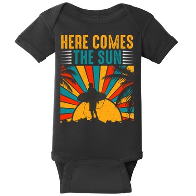 Here Comes The Sun | Surfing Summer Surf Surfer Gift Baby Bodysuit