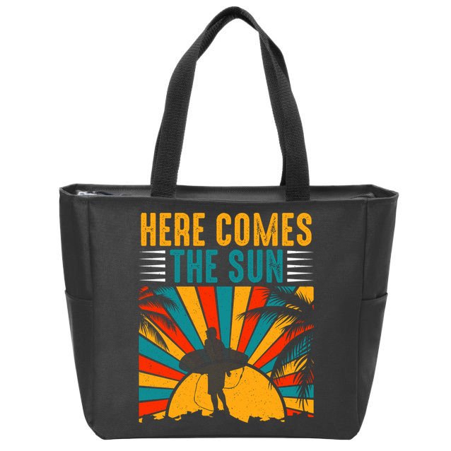 Here Comes The Sun | Surfing Summer Surf Surfer Gift Zip Tote Bag