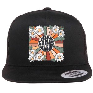 Here Comes The Sun Sunshine Flat Bill Trucker Hat